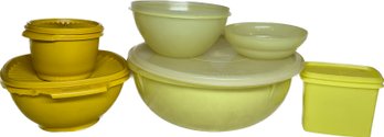 Collection Of Vintage Yellow Tupperware