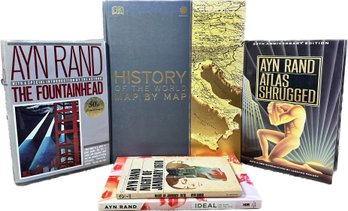 Atlas Shrugged, The Fountainhead And Other Ayn Rand Books, DK History Of The World Map By Map