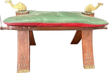 Leather Wood Foot Stool - 16'H