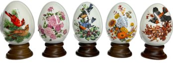 Collectible Avon Winter Porcelain Egg, 5 Pcs,  4'