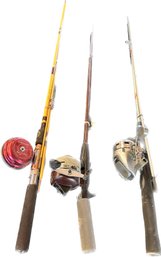 Genesis(75in) & Tebco(66in) Fishing Rod And Reel, And One Line Wright & Mcgill Co Vintage Spin Fly Combo(94in)