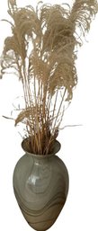 Large Glass Vase With Dried Plants - Vase Is 24.5H
