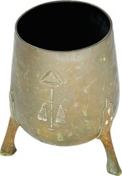 Metal Three-legged Urn With Southwest Designs