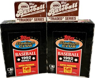 4 BOXES - Topps 1990 Traded Series Baseball Picture Cards And Topps 1992 Series 1 Super Premium Picture Cards
