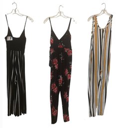 Printed And Stripe Jumpsuits, Round Neck And V-neck, Size - Small & Medium