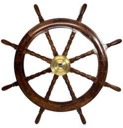 Antique Wall Decor Ship Wheel Boat Steering Wooden Helm-35in Handle To Handle