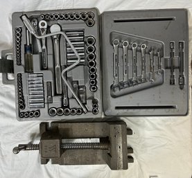 Craftsman Wrench Set (broken Case) And Table Vice (16x6x4)