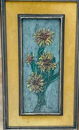 Vintage Flower Relief Artwork Signed By Artist 21' X 12'