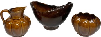 Classic Anna Van Briggle Pot Vase In Wood Color, 3 Pcs 5 Biggest