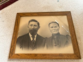 Framed Photo Of 19th Century Couple- 21.5x1x16.5