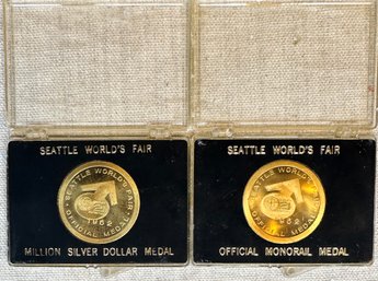 Seattle Worlds Fair Million Silver Dollar Medal And Official Monorail Medal