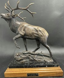 'Rocky Mountain Elk' Bronze Sculpture By Royce Gilliland, 18x14 In