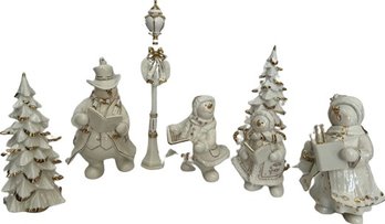 Snowman Choir Set: Hand Painted Porcelain. Tallest 17, Smallest 8 H.