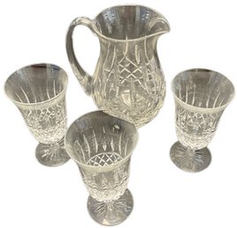 Waterford Pitcher And Three Waterford Goblets