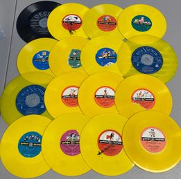 16 Count 45rpm Disney And Holiday Vinyls Including: Peter Pan, The Seven Dwarfs And Cinderella