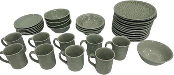 Siam Celadon Dishware Set, (13) Mugs,(23) Medium Bowls,(10) Small Bowls Buy,(9) Small Plates And Many More