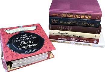 7 Older Cookbooks- Eat Fish Live Better, Americas Test Cookbook, Baking, Italian