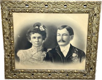 Framed Antique Portrait Of A Couple 26x22