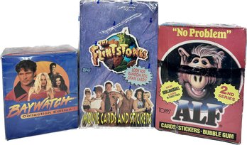 3 BOXES - 1993 Topps The Flintstones Movie Cards And Stickers, 1995 Baywatch Collection Edition 1 Cards & More