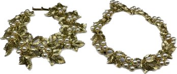 Pair Of Gold Colored Leaf Bracelets