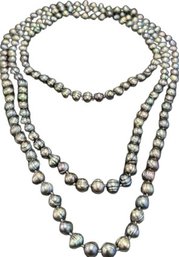 Peacock Freshwater Pearl Knotted Necklace- 31'