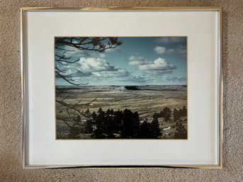 Framed Cloudy Foothills Landscape Photo - 15x1x16