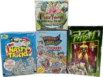 4 BOXES - Unopened Pukey-mon Trading Cards, Nasty Tricks, Baseball Greatest Gross Outs Stickers, & More