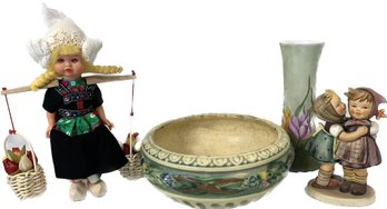 Decorative Bowl, Floral Vase 1165, Dutch Girl With Tulips, Goebel W Germany Telling Her Secret Figurine