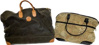 Brics Dark Green Suitcase, Portmanteau Tan Floral Bag