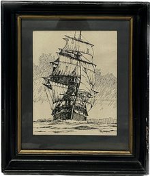 Sailboat Sketch, Framed, 15x12.75, Signed Ray Wallace