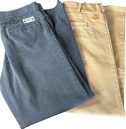 2 Pairs Mens Old West Pants- 36 And 34 Waist, 30 Inseam, Gray And Khaki
