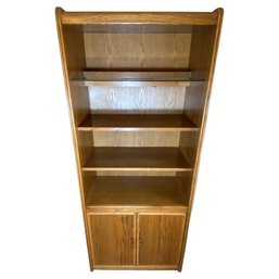 Wooden Bookshelf With Glass Top Shelf (17x32x76)