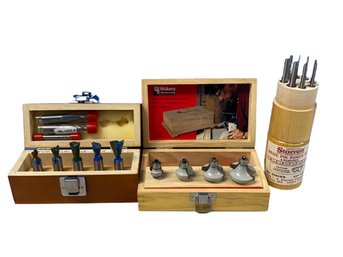 Hickory Woodworking Carbide Roundover/Beading Set, Starrett Drive Pin Punch Set And Other Woodworking Bits