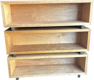 3 Wood Display/CD Shelves 1 Of 2