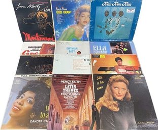 Collection Of 12 Vinyl Records Includes, Gogi Grant, Ella Fitzgerald, Kim Kim Kim, Mantovani And Many More