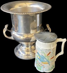 Silver Plated Champagne Ice Bucket And Vintage Stein