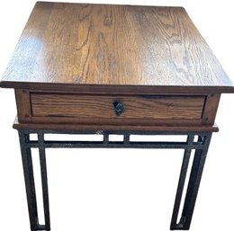 Wood And Metal End Table - 27 X 23 X 22 Tall