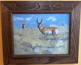 Wood Framed Artwork - Pronghorn, 22x18