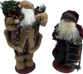 Set Of 2 Fabric Santas: 19 & 17