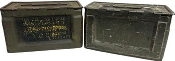 Two Vintage Metal Ammo Boxes: 12x8x6