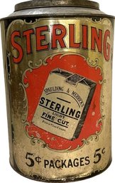 Vintage Sterling Tobacco Tin- 8.25Wx12T