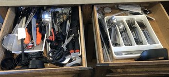 Kitchen Utensils, Flatware, Spatulas, Can Opener, Whisk, Storage Trays