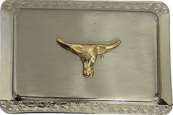 Silver Tone Longhorn Belt Buckle- No Visible Markings (1/2) 3' Length