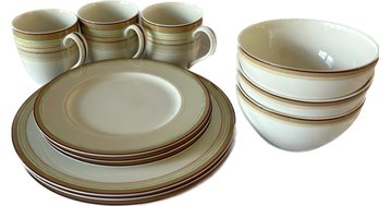 A Set Of Noritake Dinnerware ' Ambience' Coffee Mugs, Large & Small Plates, Soup Bowls