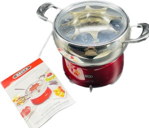 3 Quart Electric Fondue Includes Instruction Manual. Heat Setting Is Adjustable. Untested.