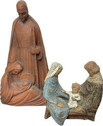 Pair Of Ceramic And Stone Christian Themed Statues From The Grail And Parastone Tallest Statue Is 12.5in Tall