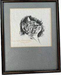 Hemingway House Kitten Artwork Framed And Signed - 11x14