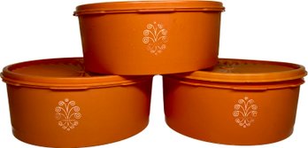 Tupperware 1204 Stackable Orange Containers