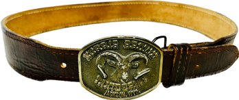 Norris Brown Taxidermy Jackson, Wyo. Belt Buckle W/Leather Belt, Engraved With Name, 48in Total Length