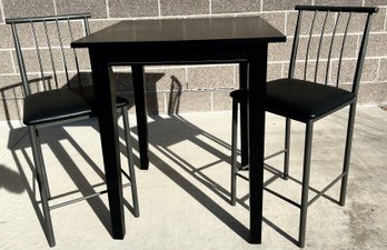 Black High Table(30x30x36) And 2 Chairs(17x20x30, Seat Height Is 24in)